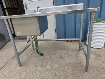 Used Advance Tabco Used 48" Stainless Steel Commercial 1 Compartment Sink with Faucet - SS398 - TH2 Sinks Illinois US | Falcon Restaurant Supply #1373719