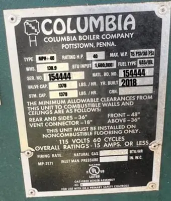 Used 2018 COLUMBIA MPH-40 Boilers Florida US | C3 SURPLUS LLC #1262438