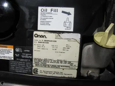Cummins Onan Marquis 5500 Watt Gasoline RV Generator 120V Output