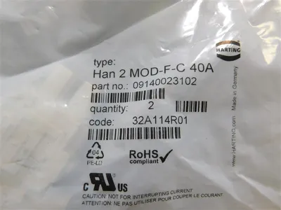 lot of 2 Harting 09140023102 Female Han Modular Connector Han 2 MOD-F-C 40A New
