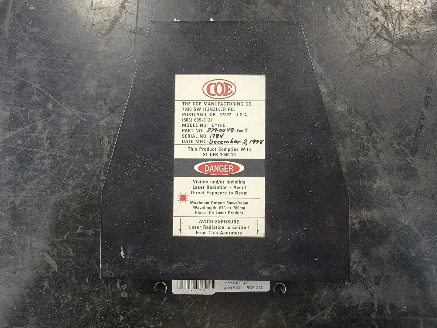 USED 1998 COE MANUFACTURING 279-0048-00T