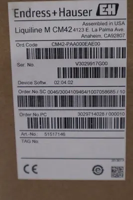 ENDRESS & HAUSER CM42-PAA000EAE00 / CM42PAA000EAE00 NEW IN BOX STOCK G485