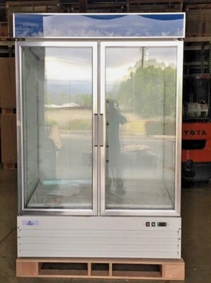 171-0104 53” Glass 2 Door Self Contained Reach In Cooler
