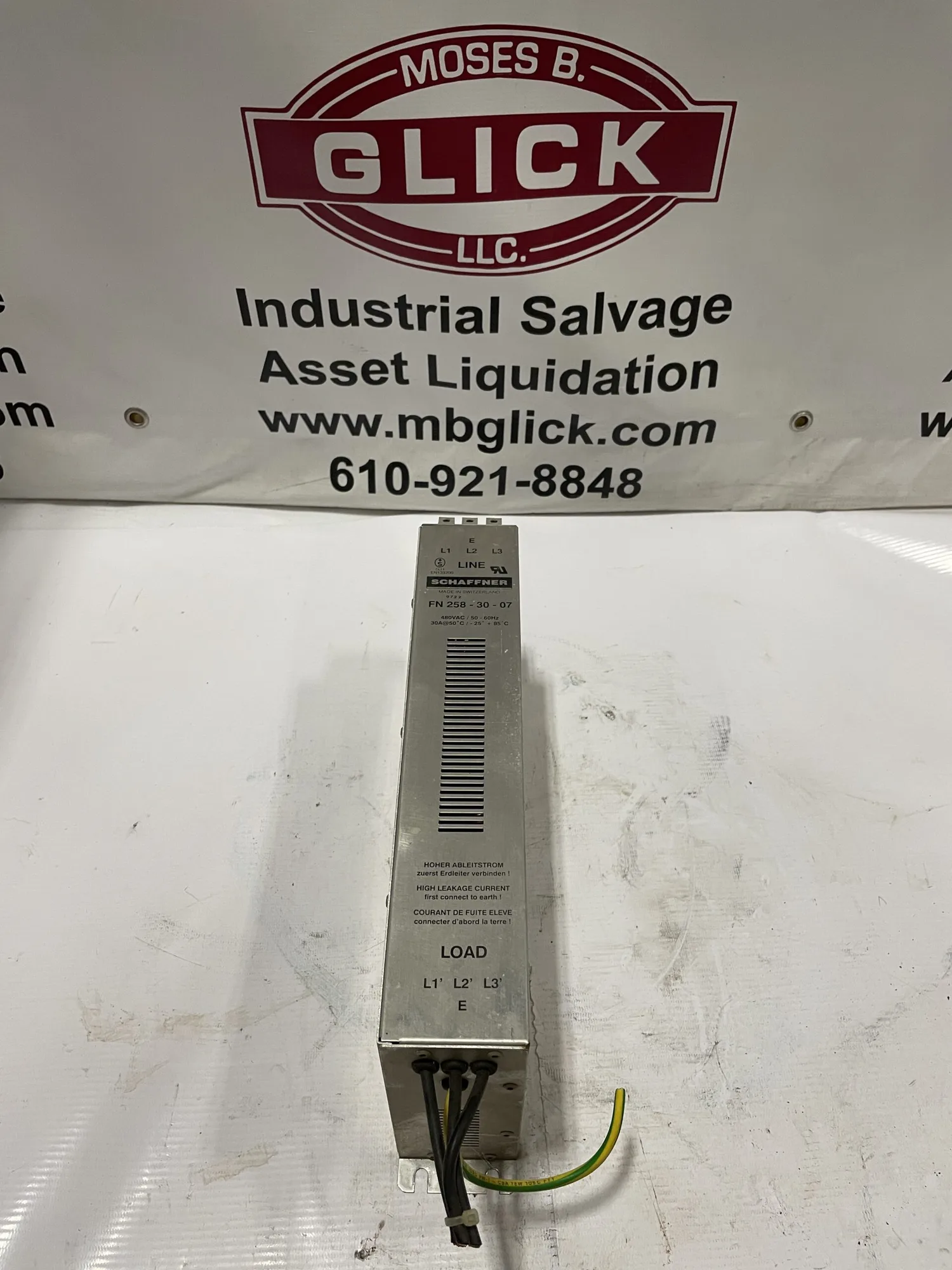 Schaffner FN 258-30-07 Power Line Filter 480VAC 30A 50/60Hz