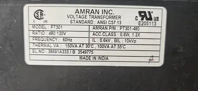 Amran PT301 Potencial Transformer Ratio: 480:120 (BIN631)