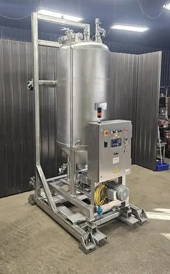Used 400 Gallon Jacketed Tank (Reactor), With Waukesha Pump & Load Cells, 316 Stainless Steel