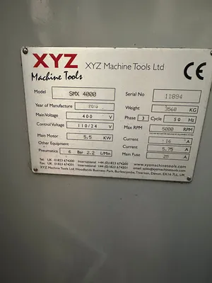XYZ SMX 4000 CNC Bed Mill