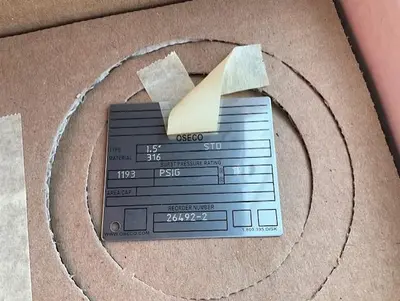 OSECO 1.5” STD Rupture Disk PN 26492-2
