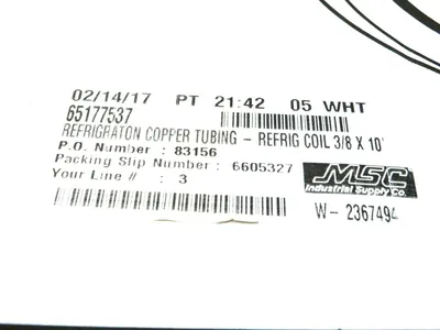 NEW MUELLER D06010P REFRIGERATION COPPER TUBING COIL 3/8" X 10' 65177537