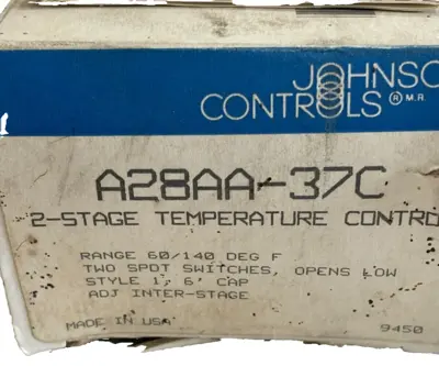 NEW JOHNSON CONTROLS A28AA-37C TEMPERATURE CONTROL A28AA37C