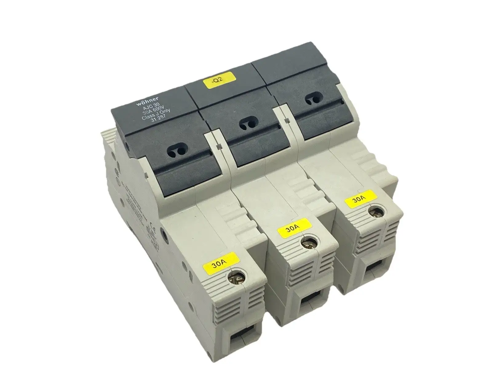 Used Wohner Fuse Holder Class J 3-Pole 30A 600V w/ 3x Bussmann LPJ-30SP Fuses Fuse Accessories Michigan US | Maverick Industrial Sales #1398722