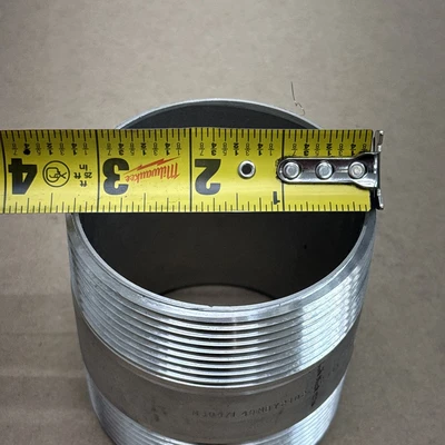 Lot Of (3)M304/L40 3"x 3 1/2" Long Threaded Ends  Stainless Steel Pipe Nipple