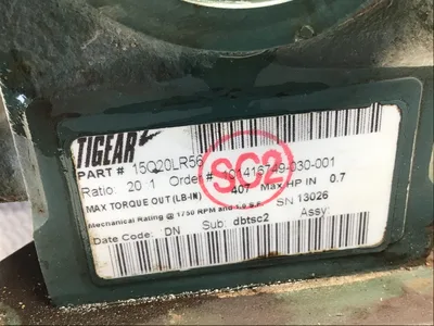 Reliance Dodge Tigear P56H30002R Duty Master A-C Gearmotor 60Hz 1725RPM Ratio 20:1