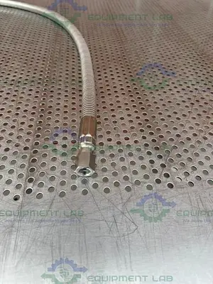 USED AIRGAS STAINLESS STEEL FLEXIBLE HOSE 39" W/ COMPRESSION FITTING, END ATTACHMENTS