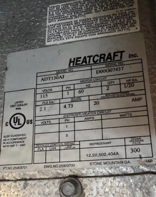 Used HEATCRAFT FCB10SM Air Conditioning Equipment Tennessee US | Jonnathan Cordon #1455772
