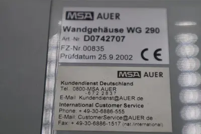 MSA Auer Wandgehäuse WG290 GEB D0742707 STOCK 1388-C