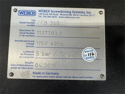 Used 2019 WEBER ZEB-360 Flexible Drilling and Inserting Machines Florida US | MachineryMax #1462132