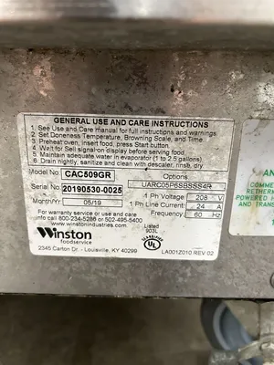 167-0460 Winston CAC507/CAC509 Electric Cook and Hold Ovens