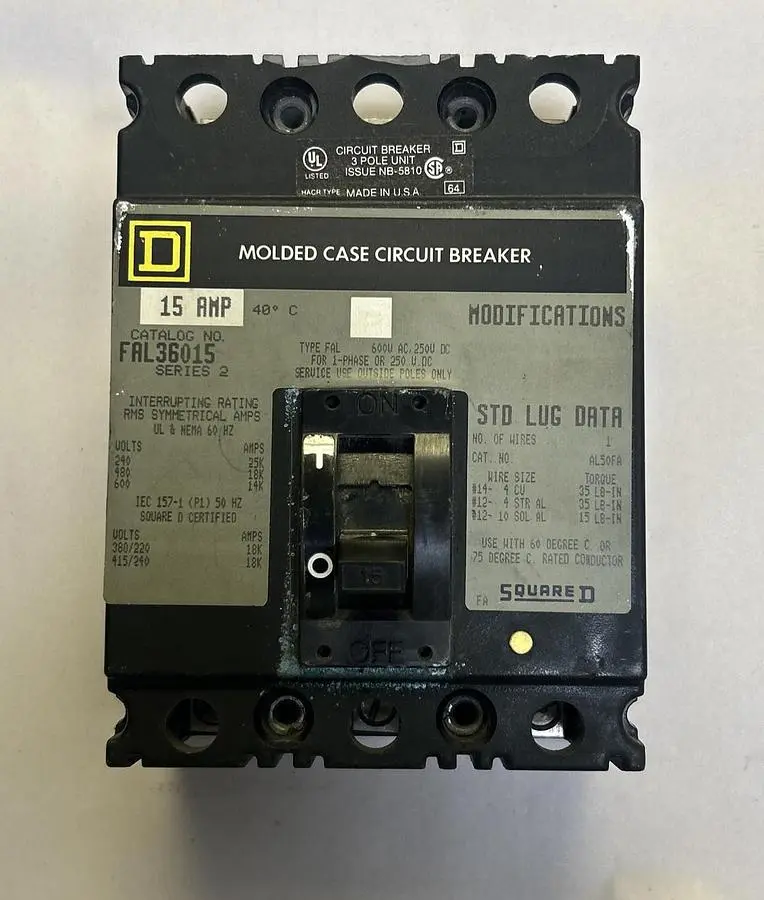Used SQUARE D FAL36015 Miscellaneous Equipment (Electrical & Power) Ohio US | Surplus Asset Holdings #1240155