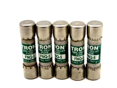 NEW LOT OF 5 BUSSMANN TRON FNQ-5 FUSES 5AMP 500VAC FNQ5