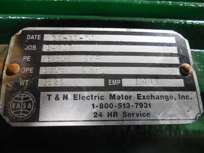 Rebuilt 150 HP TECO 445TS Frame 460 Volts 3600 RPM 3600 RPM