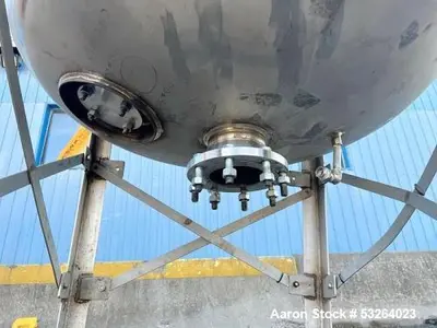 Used Fulton 1,500 Gallon Jacketed Tank – 304 SS, 150 PSI Jacket, 20 HP Falk Mixer, Flanged Outlet
