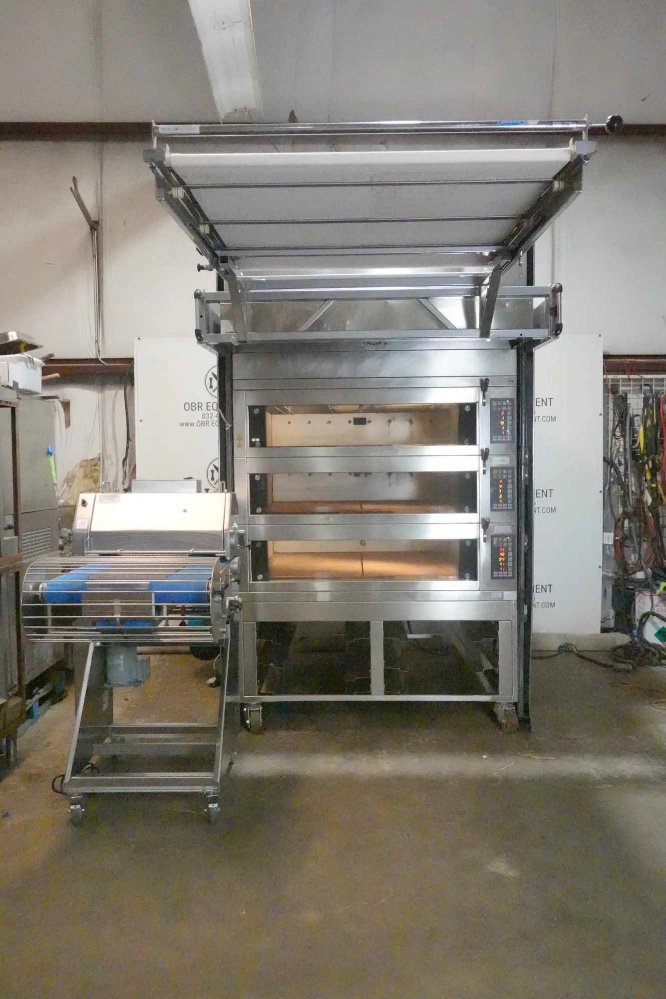 MIWE 2014 ELECTRIC CONDO TRIPLE DECK OVEN STEAM INJECTED W/ OVEN LOADER AND DOUGH TECH BREAD MOULDER MODEL CO 3.1212 & MODEL AM315