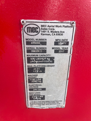 Used 2017 MEC 4555SE Scissor Lifters Florida US | Stack Equipment #1080337