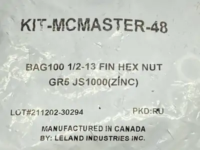 95462A033 | Zinc-Plated Medium-Strength Steel Hex Nut SAE 5 1/2"-13 Thread 100QTY - New