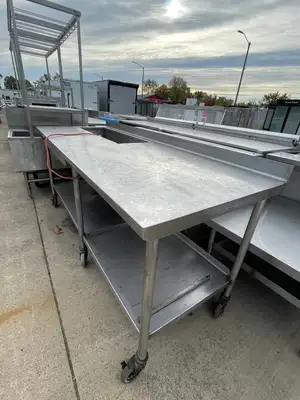 Used Falcon Restaurant Supply Used 83" Stainless Steel Table with Well and Drain - SS274 Food Prep Tables Illinois US | Falcon Restaurant Supply #1375856