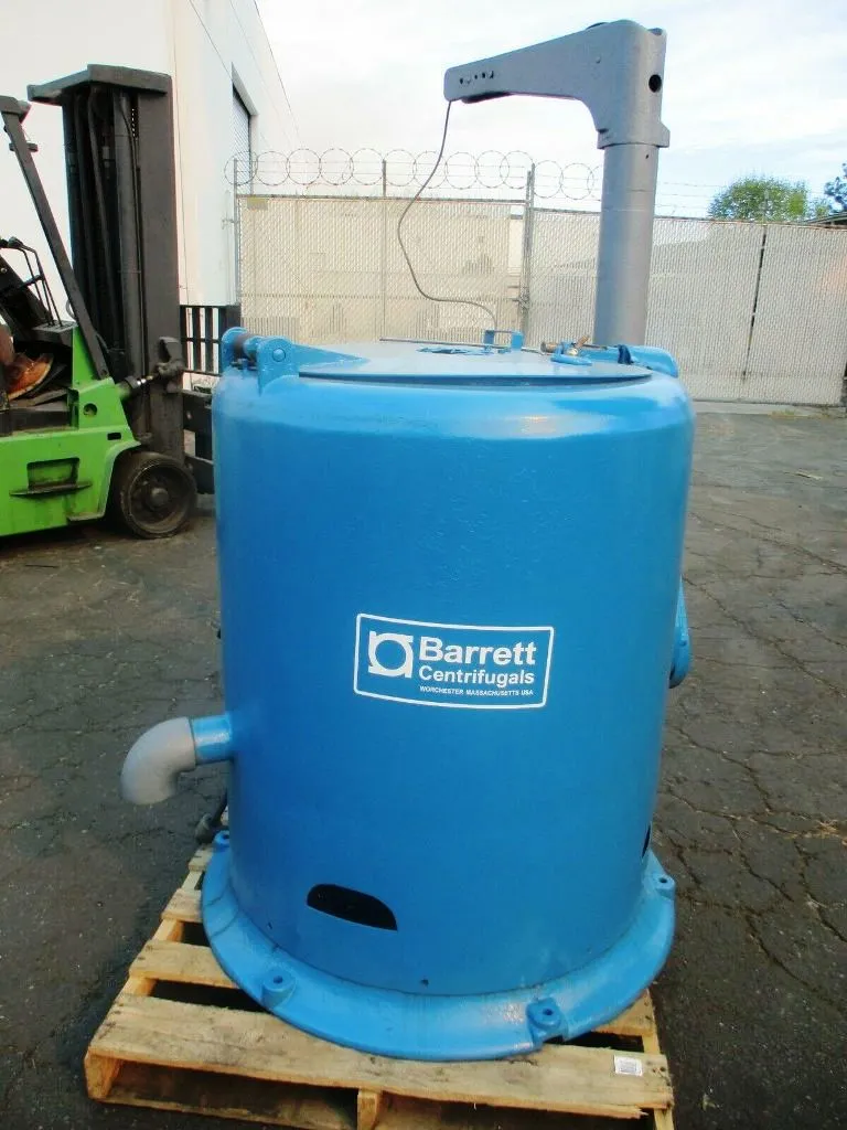 Barrett 1101-E spindle post type chip spinner with hoist.