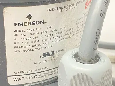 Used Emerson Industrial Gearmotor Right Angle 1725RPM 1PH 1/2HP 115/208-230V Gearmotors Michigan US | Maverick Industrial Sales #1389238