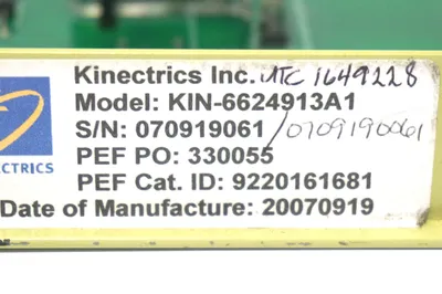 KINECTRICS KIN-6624913A1 PC BOARD 9220161681 KIN6624913A1