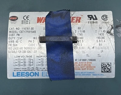 New | in-Stock LEESON 116761.00 Motors (misc) Indiana US | J&J Industrial Supply #1548162