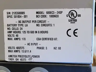 Used AMETEK 680EC3-24SP Battery Chargers British Columbia CA | Lenmark #238403