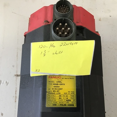 Fanuc 1OL AC Servo Motor 1-3/8″ Shaft 3 Phase 8 Poles 51 Amp 143 Volt 49 Torque