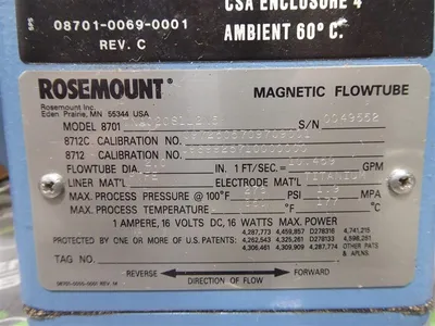 Rosemount 8701TNA020S1L2N5 2" Magnetic Flowtube New NIB