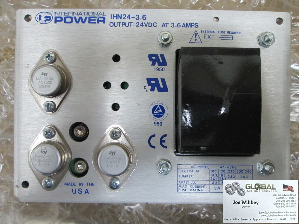 International Power IHN24-3.6 24VDC Output At 3.6 Amps For Use At 100,120,220,230/240 Nice!