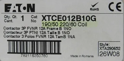 NEW EATON XTCE012B10G CONTACTOR