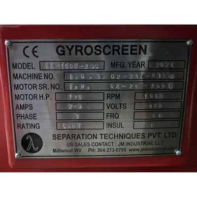 USED SEPARATION TECHNIQUES PVT LTD SA 1500 2SC