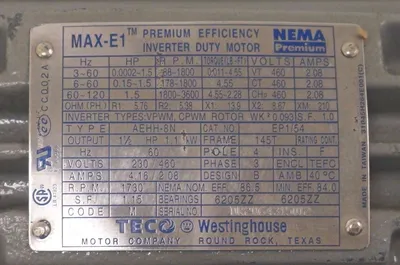 NEW TECO/ WESTINGHOUSE EP1/54 MOTOR 1.5HP, EP154