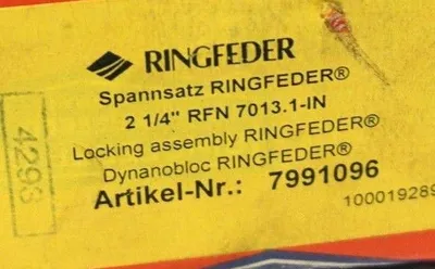 NEW RINGFEDER 7991096 LOCKING ASSEMBLY BUSHING 2 1/4"