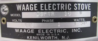 NEW WAAGE ELECTRIC STOVE D8FTR-15-1 HOT PLATE 8" 120V 1250W D8FTR151