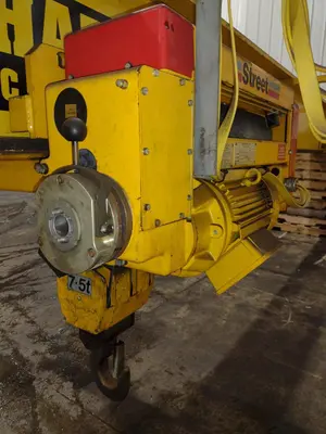 7.5 TON x 27' DESHAZO SINGLE GIRDER TOP RUNNING BRIDGE CRANE WITH STREET UNDERSLUNG HOIST: YOBRO 24991