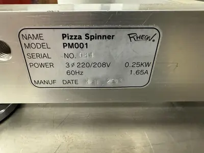 USED 2013 RHEON AUTOMATIC MACHINERY CO. PIZZA SPINNER PM001