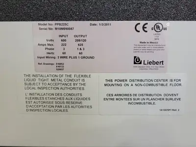 USED 2011 LIEBERT PPB225C