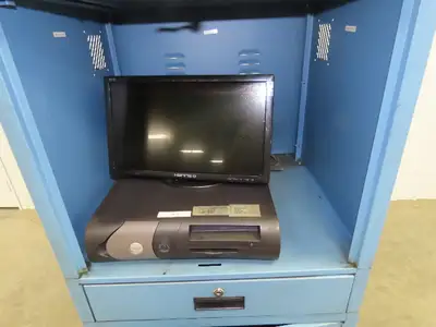 Global Industrial Mobile Computer Cabinet W/Zebra 140Xi II Thermal Label Printer