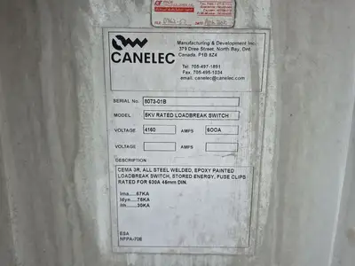USED 2010 CANELEC MFG. 5KV RATED LOADBREAK SWITCH