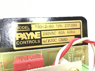 Payne 18D-2-80 231086 Power Control 1Ph 240VAC 80A 60Hz w/ #20C Card
