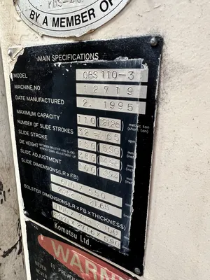 USED 1995 KOMATSU PRESSES KOMATSU OBS110-3 PRESS